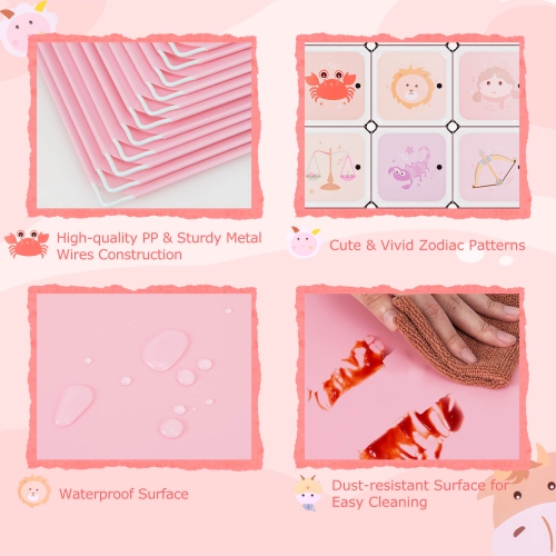 Costway 12-Cube Kids Wardrobe Baby Dresser Bedroom Armoire Clothes Hanging Closet with Doors