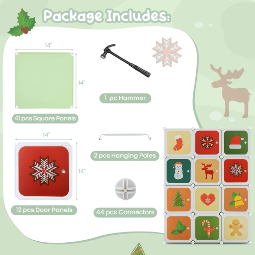 Costway 12-Cube Kids Wardrobe Baby Dresser Bedroom Armoire Clothes Hanging Closet with Doors