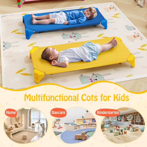 Ensemble de 6 lits empilables de Costway pour la garderie avec coins Easy Lift, cadre en métal robuste pour enfants