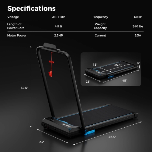 Tapis roulant pliable 3-en-1 de Costway avec écran LED et APPLICATION pour la maison