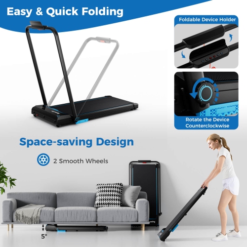 Tapis roulant pliable 3-en-1 de Costway avec écran LED et APPLICATION pour la maison