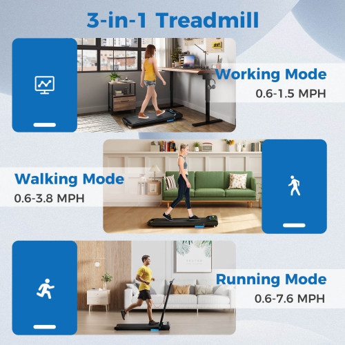 Tapis roulant pliable 3-en-1 de Costway avec écran LED et APPLICATION pour la maison