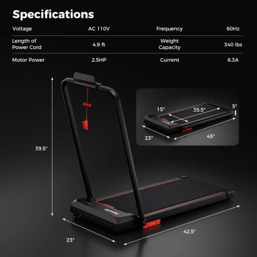 Costway 3 in 1 Folding Treadmill with Remote Control LED Display and APP for Home