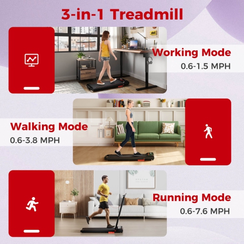 Costway 3 in 1 Folding Treadmill with Remote Control LED Display and APP for Home