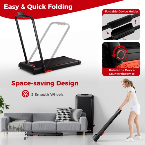 Costway 3 in 1 Folding Treadmill with Remote Control LED Display and APP for Home