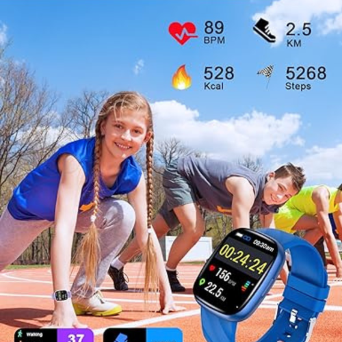 Smartwatch for Kids, Smartwatch Fitness Tracker for Boys Girls, Children's Activity Watch 37 Sports Modes SMS Notification, Full Touchscreen for Boys