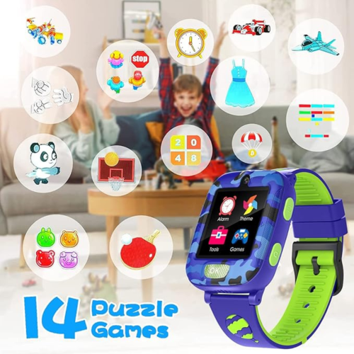 Kids Smart Watch for Boys Girls,Games Smartwatch with 14 Puzzle Games Dual Camera Music Video Audio Recording Alarm Clock Ages 3-12 Educational