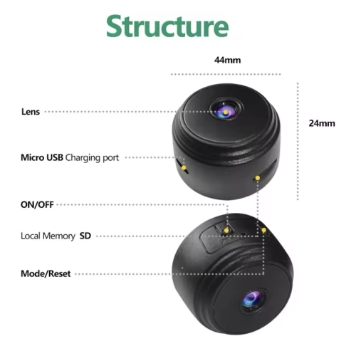 Ensemble de 2 mini caméras de surveillance HD Wi-Fi sans fil pour la sécurité de la maison intelligente avec application pour téléphone, vidéo en
