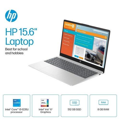HP – Portable tactile de 6&nbsp;po pour étudiants et entreprises – Core i5-1235u d'Intel – Mémoire 32&nbsp;Go – SSD d'1&nbsp;To – Argenté naturel –