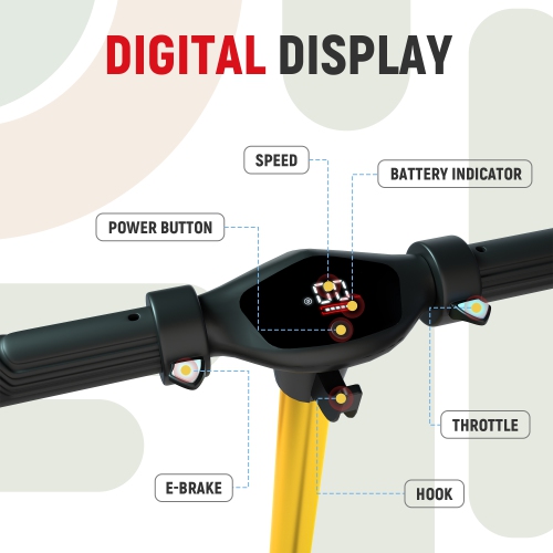 Trottinette électrique pliable de 6,5&nbsp;po pour enfants Gold de BIIST avec phares LED, phares avant et pédale lumineuse multicolore