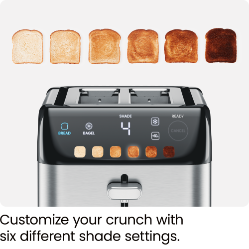 Chefman Smart Touch 2 Slice Digital Toaster, 6 Shade Settings, Stainless Steel Toaster 2 Slice with Extra-Wide Slots, Thick Bread Toaster and Bagel