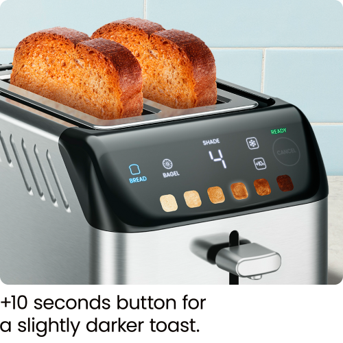 Chefman Smart Touch 2 Slice Digital Toaster, 6 Shade Settings, Stainless Steel Toaster 2 Slice with Extra-Wide Slots, Thick Bread Toaster and Bagel
