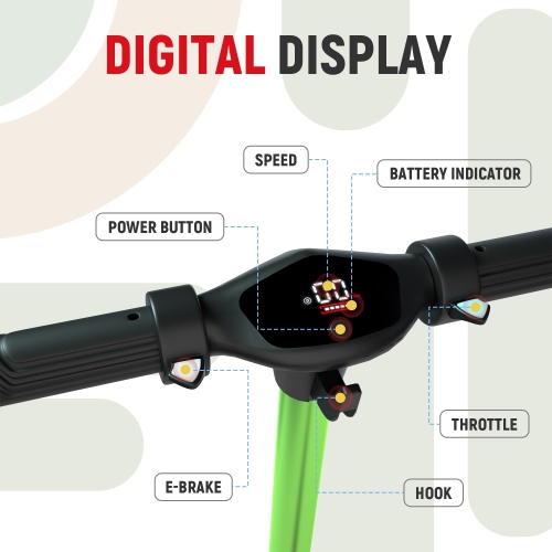 Trottinette électrique pliable pour enfants de 6,5 po vert de BIIST avec phares LED, phares avant et pédale lumineuse multicolore, cadre en