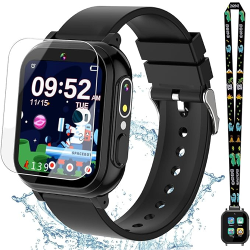 Kids Waterproof Smart Watch Boys Toys Age 5-12 with 32 Games, Dual Camera, Habit Tracking, Music Player, Video, Alarm Clock, HD Touchscreen Watch for