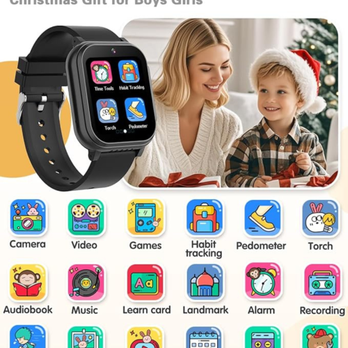 Kids Waterproof Smart Watch Boys Toys Age 5-12 with 32 Games, Dual Camera, Habit Tracking, Music Player, Video, Alarm Clock, HD Touchscreen Watch for