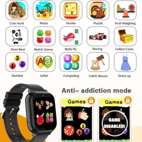 Kids Waterproof Smart Watch Boys Toys Age 5-12 with 32 Games, Dual Camera, Habit Tracking, Music Player, Video, Alarm Clock, HD Touchscreen Watch for