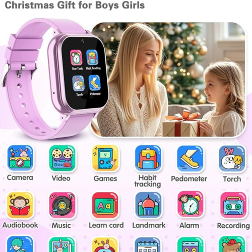 Kids Waterproof Smart Watch Boys Toys Age 5-12 with 32 Games, Dual Camera, Habit Tracking, Music Player, Video, Alarm Clock, HD Touchscreen Watch for