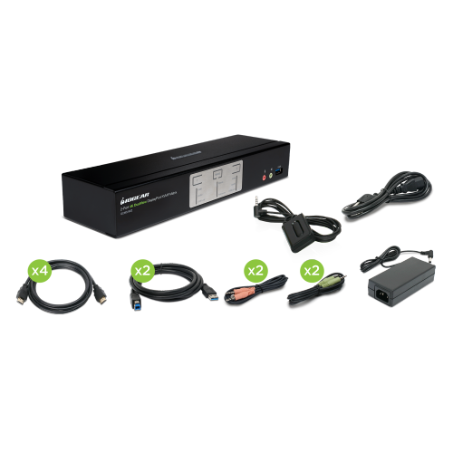 IOGEAR 2-Port 4K DualView DisplayPort Matrix KVM with USB 3.0 Hub and Audio