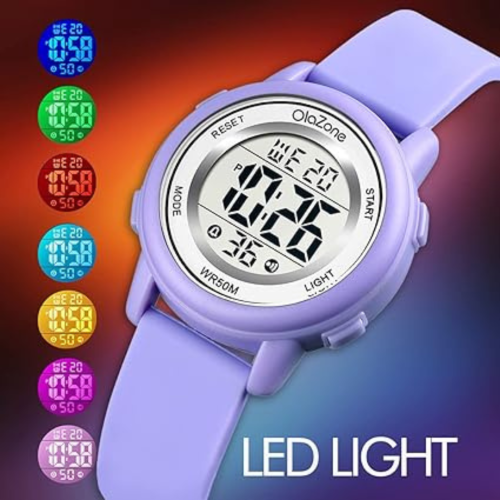 Kids Watch Girl Flower Shape Watch Novelty Cartoon Digital Watch 2 Pieces(Pink+Purple)