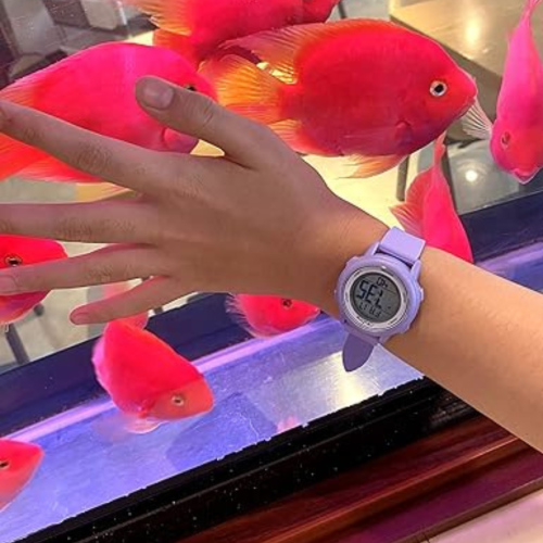 Kids Watch Girl Flower Shape Watch Novelty Cartoon Digital Watch 2 Pieces(Pink+Purple)