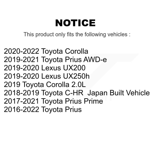Front Suspension Strut Hardware Kit 73-TQ5913 For Toyota Corolla Prius Prime C-HR Lexus UX250h AWD-e