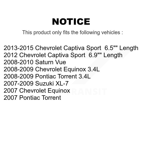 Rear Suspension Stabilizer Bar Link Kit TOR-K750200 For Chevrolet Equinox Pontiac Torrent Saturn Vue
