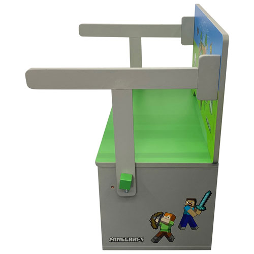 Banc/table repliable Minecraft avec boîtes de rangement - Vert/Bleu/Gris