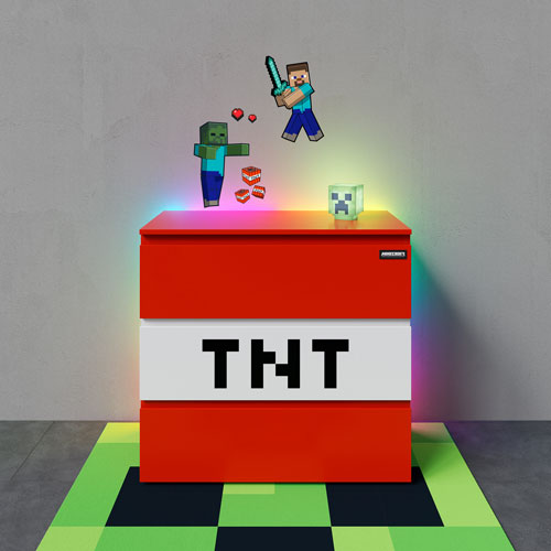 Commode à 3 tiroirs TNT Minecraft - Rouge/Blanc