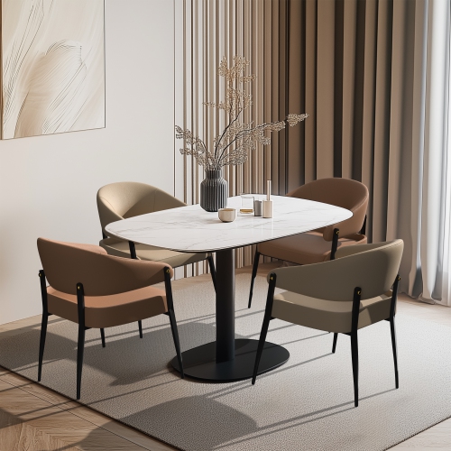 Luxury Dining Chairs: Set of 2 Leisure Dining Chairs Microfiber Leather Kitchen Chairs Occasional Chairs with Soft Backrest and Padded Seat for