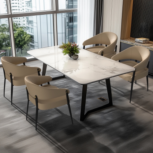 Luxury Dining Chairs: Set of 2 Leisure Dining Chairs Microfiber Leather Kitchen Chairs Occasional Chairs with Soft Backrest and Padded Seat for