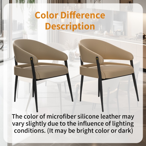 Luxury Dining Chairs: Set of 2 Leisure Dining Chairs Microfiber Leather Kitchen Chairs Occasional Chairs with Soft Backrest and Padded Seat for