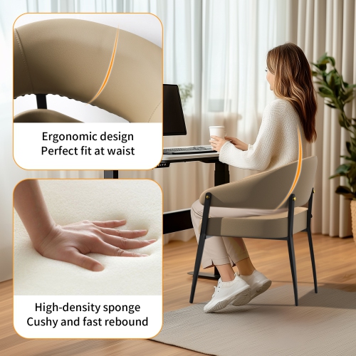 Luxury Dining Chairs: Set of 2 Leisure Dining Chairs Microfiber Leather Kitchen Chairs Occasional Chairs with Soft Backrest and Padded Seat for