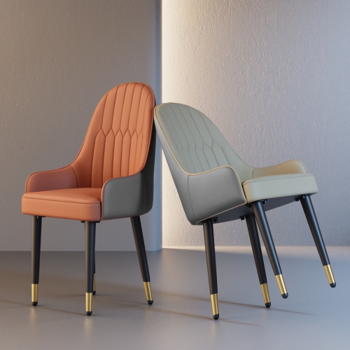 Upholstered Leather Dining Chairs:Set of 2 Luxury Dining Room Chair Living Room Accent Chairs with Softy Cushion Seat High Back Solid Legs for