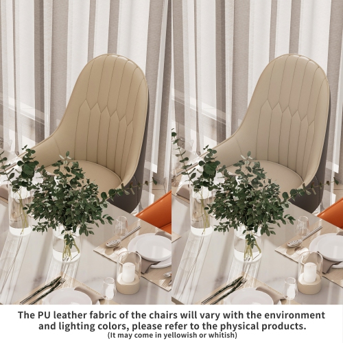 Upholstered Leather Dining Chairs:Set of 2 Luxury Dining Room Chair Living Room Accent Chairs with Softy Cushion Seat High Back Solid Legs for