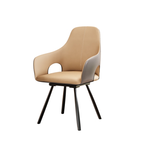 360 Swivel Upholstered Dining Chairs: Set of 2 Accent Chairs Microfiber Leather Leisure Side Chairs with Armrest for Kitchen,Dining,Living