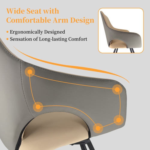 360 Swivel Upholstered Dining Chairs: Set of 2 Accent Chairs Microfiber Leather Leisure Side Chairs with Armrest for Kitchen,Dining,Living