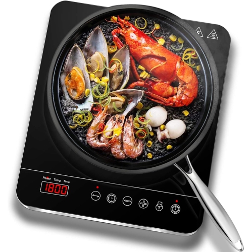 AOBOSI 1800W Induction Cooktop with 9 Power Levels and 3-Hour Timer Function