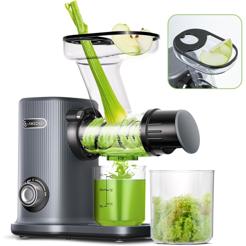 Cold Press Juice Extractor with 50mm Large inlet slots, Masticating Juicer, Silent motor, High juicing rate,Slow Juice,Turn on with a single click