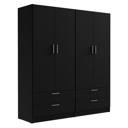 Madesa 4 Doors 4 Drawers Storage Cabinet Wardrobe with Shelves and Hanging Space 63"L Wooden Armoire Closet Organization Unit for Bedroom and Office