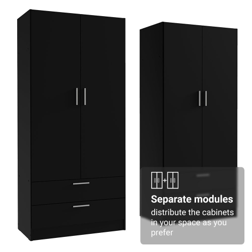 Madesa 4 Doors 4 Drawers Storage Cabinet Wardrobe with Shelves and Hanging Space 63"L Wooden Armoire Closet Organization Unit for Bedroom and Office