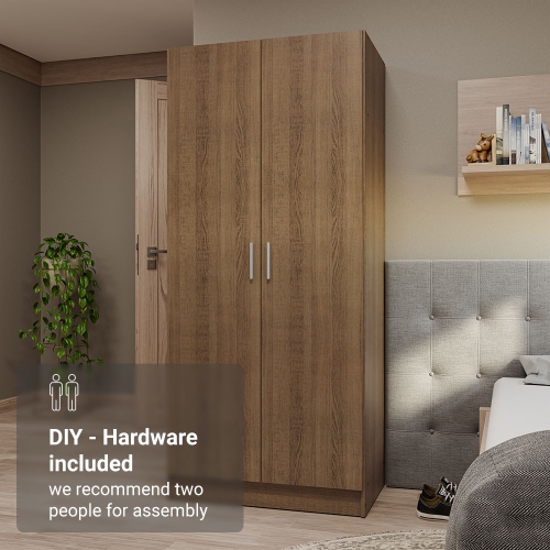 Armoire de rangement à 2 portes Madesa avec grande tablette 31 po de long. Armoire tout-en-un. Entrée et unité d'organisation pour chambre -