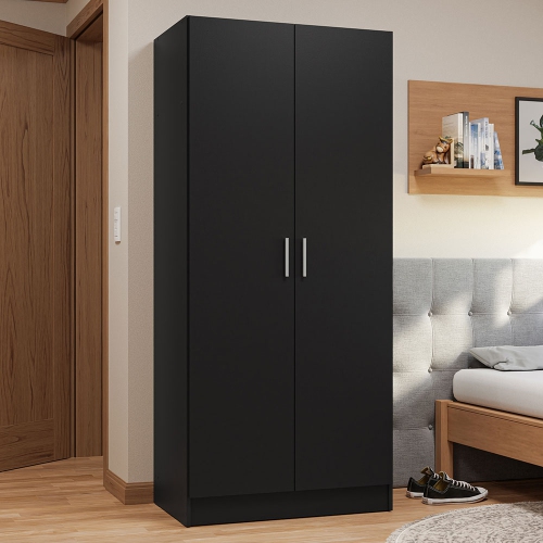 Madesa 2 Door Storage Cabinet with Ample Shelf Space 31"L Utility Armoire Closet Entryway and Bedroom Organization Unit - Black