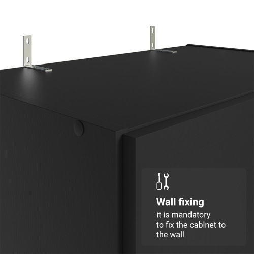 Madesa 2 Door Storage Cabinet with Ample Shelf Space 31"L Utility Armoire Closet Entryway and Bedroom Organization Unit - Black