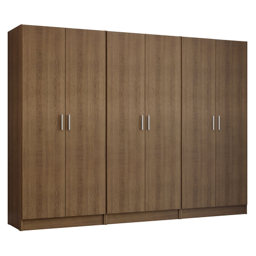 Image 1 de 10.. Armoire de rangement à 6 portes avec grandes tablettes et armoire tout usage de 94&nbsp;po de long avec armoire/armoire/rangement pour chambre Madesa