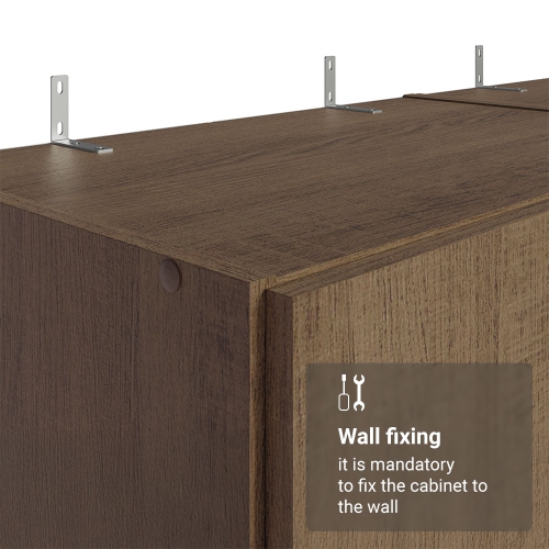 Madesa 6 Doors Storage Cabinet with Ample Shelves Space 94"L Utility Armoire Closet Entryway and Bedroom Organization Unit - Rustic