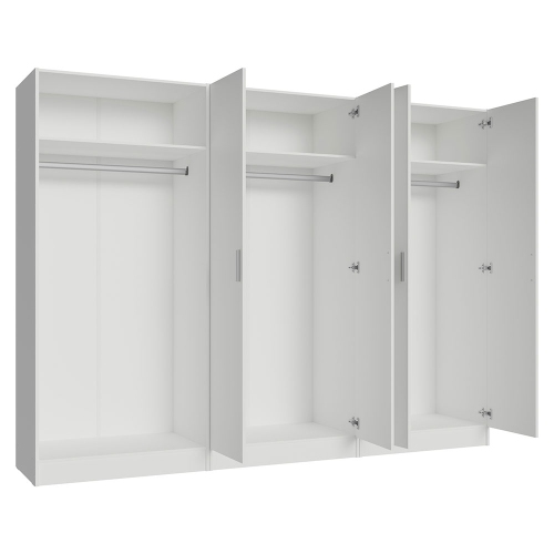 Madesa 6 Doors Storage Cabinet with Ample Shelves Space 94"L Utility Armoire Closet Entryway and Bedroom Organization Unit - White