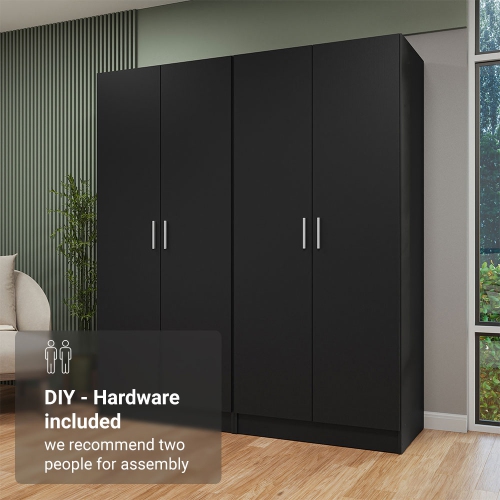 Armoire de rangement à 4 portes avec grandes tablettes et armoire tout usage de 63 po de long Madesa, entrée et unité d'organisation pour