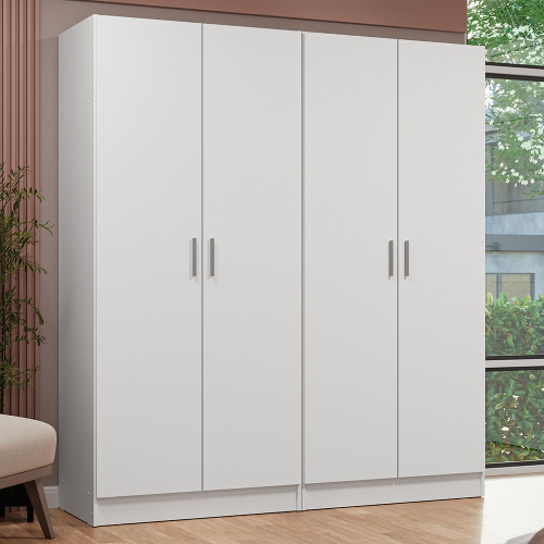Madesa 4 Doors Storage Cabinet with Ample Shelves Space 63"L Utility Armoire Closet Entryway and Bedroom Organization Unit - White