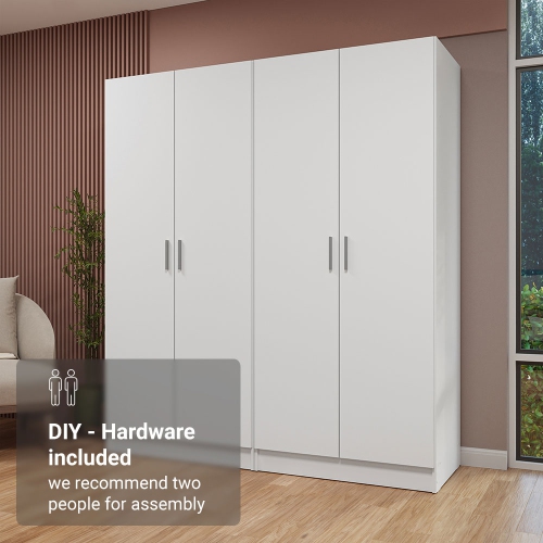 Madesa 4 Doors Storage Cabinet with Ample Shelves Space 63"L Utility Armoire Closet Entryway and Bedroom Organization Unit - White