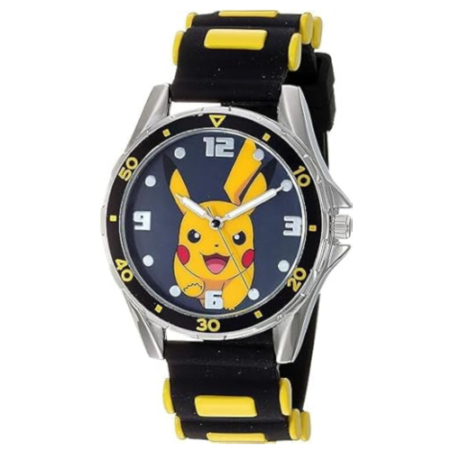 Kids Pokemon Pikachu Analog Quartz Watch for Boys, Girls, and Adults All Ages - Black